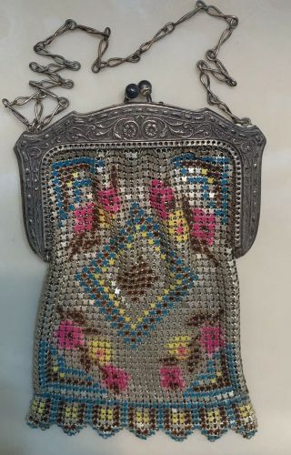 Antique vintage Whiting and Davis Deco enamel mesh purse 3