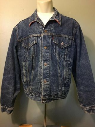 Vtg 1980s 90s Levis Denim Blue Jean Jacket Mens 46 L Trucker Lined Type 4 Pocket