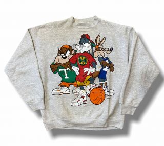 Vintage 1993 Looney Tunes Taz Basketball Crewneck Sweatshirt,  Tultex,  Xl