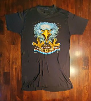 Vintage 3d Emblem T Shirt Harley Davidson Rare 1987 Eagle Talon Design Size L