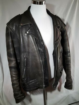 California Creations Motorcycle Distressed Leather Coat / Made in USA / size 52 2