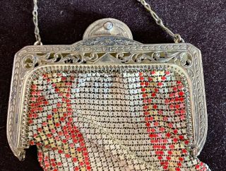 Antique 1920s Whiting & Davis Painted Metal Mesh Purse Bag Ww63