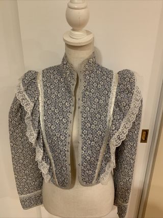 Vintage 1970’s Gunne Sax Blue Print Jacket Size 11/small