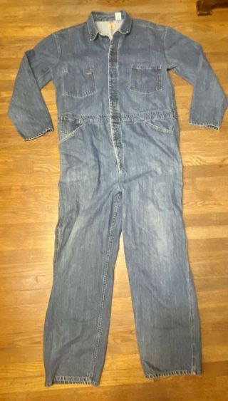 Vintage 90s Levis Coverall Jeans Suit Size Large Denim Rare Work Wear Mechanic