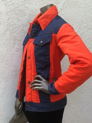 Vintage 1970 ' s Orange and Denim Blue Ski Levi ' s Jacket (Unisex) (Size S) 2