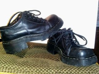 Vintage Doc Martens Made In England Black Leather Oxford Lace Up Shoes Size 8.  5