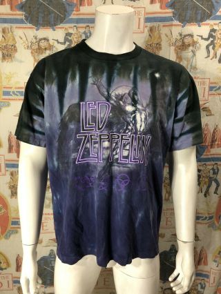 Vintage Single Stitch Led Zeppelin Swan Song Liquid Blue Tie Dye T - Shirt Men’s L