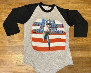 Vintage T Shirt Bruce Springsteen 1984 Born In The Usa Raglan Med Concert Tour