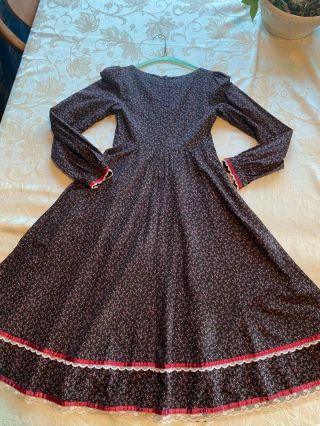Vtg 70s Gunne Sax by Jessica McClintock Midi Dress: Calico,  Navy and burgundy 3