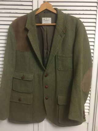 Christopher Dawes Harris Tweed Wool Shooting Blazer Made In England Men’s 46 L