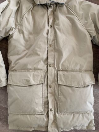 Woolrich Vintage Mens Mountain Parka Winter Coat Down Jacket Hooded USA Beige S 2