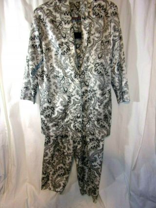 Vintage Koos Van Den Akker Couture Black Silver Paisley Pant Suit (s) Vgc