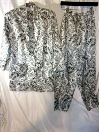Vintage Koos Van Den Akker Couture Black Silver Paisley Pant Suit (S) VGC 3