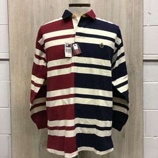 Vintage Nwt Tommy Hilfiger Rugby Polo Striped Long Sleeve Shirt Size Med V34