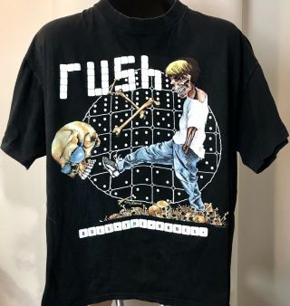 Vintage Rush “roll The Bones” 1991 Tour Concert Band Men’s L T - Shirt