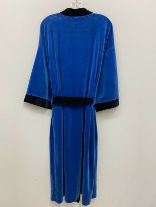 Vintage Christian Dior Monsieur Robe Black & Blue Velour With Belt One Size OS 2