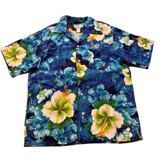 Mens Vintage 60s Hawaiian Hikilau Fashions Cotton Bark Cloth Shirt Xl 48” Chest