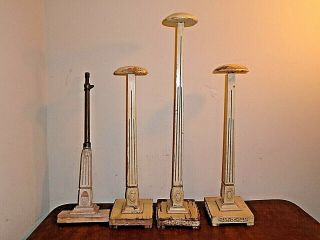4 Antique Art Deco Wood Hat Stands Holder Millinery Display Sol Levin & Co.