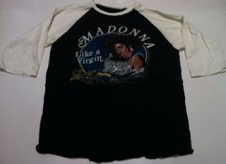 Madonna Like A Virgin 1985 Vintage Concert Tour T - Shirt 3/4 Sleeve
