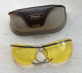 Vintage Renauld Of France Sunglasses Yellow W Orma Leather Case “aviator” Biker