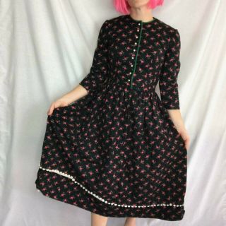 Vintage 70s | Prairie Dress Edwardian Lolita Gunne Sax Style Floral Lace | S