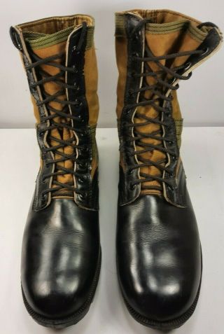 Vintage 1960s Men’s U.  S.  Army Military Boots Leather Canvas Usa Euc Size 11 R