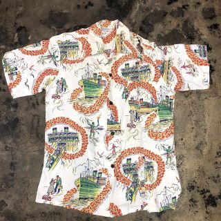 Vintage 1940’s “kilohana” Lurline Natives Rayon Hawaiian Shirt - - As - Is - M