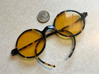 Funky Old Vintage Tortoise Shell Brown Sunglasses W/ Yellow Lenses