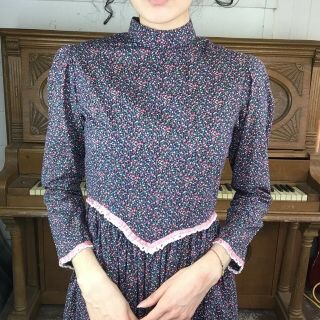 Vintage 70s | Prairie Dress Edwardian Lolita Gunne Sax Style Floral Lace | XS 2