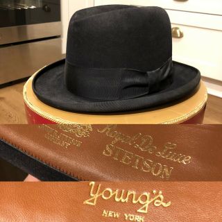 Antique Vtg 1930s 1940s Royal Deluxe Stetson Hat Mens 7 1/4 W Box Youngs Ny Cap