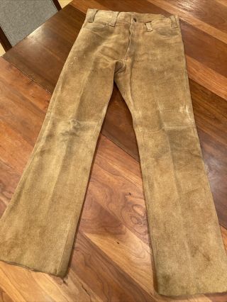 Vintage Levi’s 1960s Suede Leather Pants Complete Set Big E 29x28