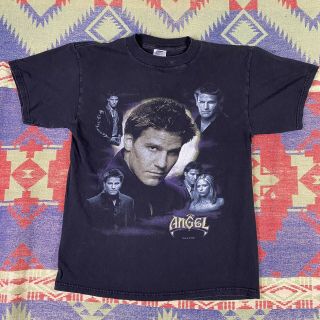Vintage 90s 00s Angel T - Shirt M Buffy The Vampire Slayer Tv Promo Movie Fade
