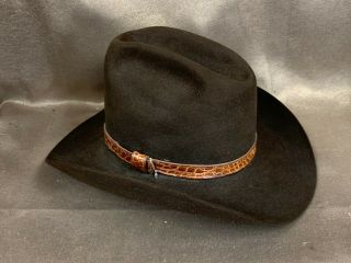 Vintage John B.  Stetson Black 4x Beaver Cowboy Hat Size 7 1/4