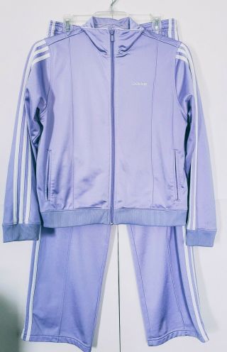 Vintage Adidas 3 Stripe Trefoil Lavender Track Suit Womens Jacket L Pants M B35