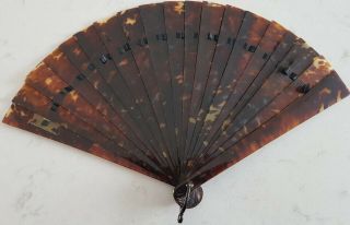Antique Faux Tortoiseshell Hand Fan.  3