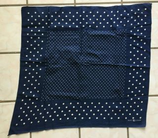 Vintage Bandana Elephant Trunk Down Fast Color Blue With White Polka Dots