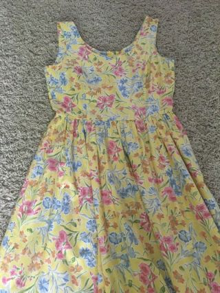 Vintage Laura Ashley Yellow Floral Dress Cotton Pink Flowers 80’s Fashion LNWOT 2