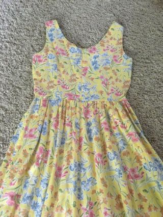 Vintage Laura Ashley Yellow Floral Dress Cotton Pink Flowers 80’s Fashion LNWOT 3