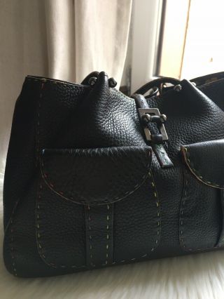 Renaud Pellegrino Leather Handbag In Black 3