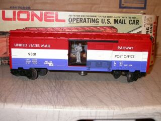 Lionel O 027 Operating U.  S.  Mail Car Freight Car 6 - 9301 W/box