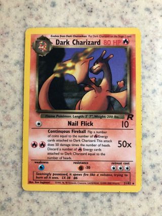 Dark Charizard Pokémon Card 21/82.  Rare