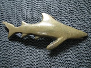 Great White Shark Brass Hippie Belt Buckle Vintage Rare Signed 1970s Usa