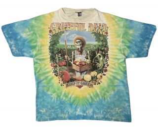 Vintage 90’s Grateful Dead “keep It Green” Tie - Dye Liquid Blue T - Shirt Mens Xl