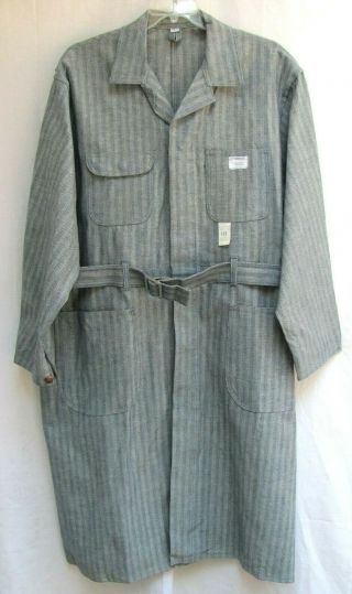 Vtg.  Big Mac.  Serpentine.  Fisher Stripe.  Denim Cotton.  Work.  Lab Coat Jacket.