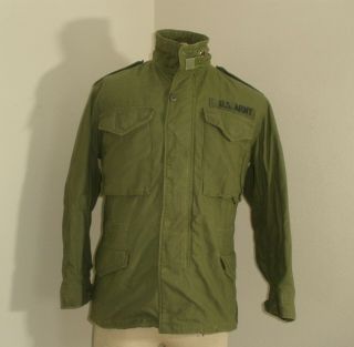 Vtg 70s Alpha Us Military Army M - 65 Og - 107 Cold Weather Field Jacket Small Short