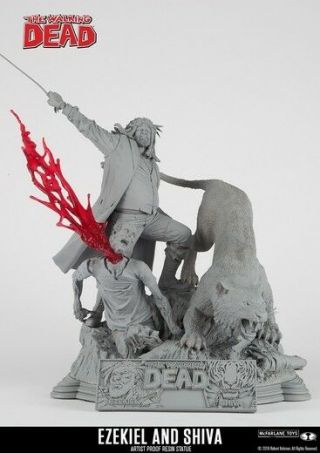 The Walking Dead Ezekiel And Shiva Artist Proof Statue Only 50 Made 12 Of 50