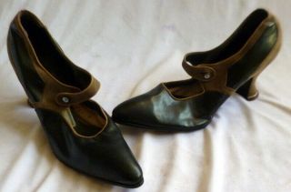 Vintage 1910s Black Leather Shoes Size 4 1/2 Edwardian