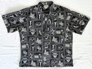 Rare Vintage 1960s 1970s MALIHINI Hawaiian Tunic Shirt ARMY WEST POINT Gray XL 2