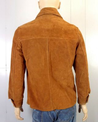 vtg 60s 70s men ' s Retro Classic 100 Leather Snap Front Shirt Jacket 38 2