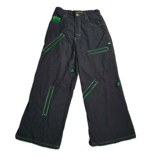 90s Vintage Macgear Extreme Wide Rave Pants Skateboard Punk Green Zipper Size 32